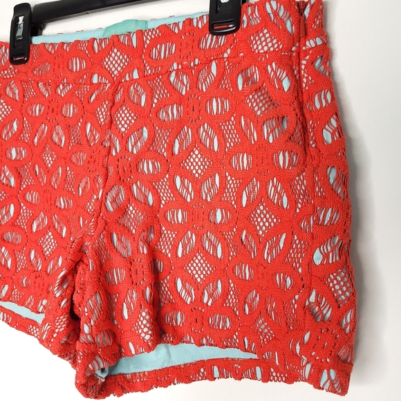 JUDITH MARCH Women's Shorts With Red Floral Lace Overlay SMALL - Picture 5 of 10